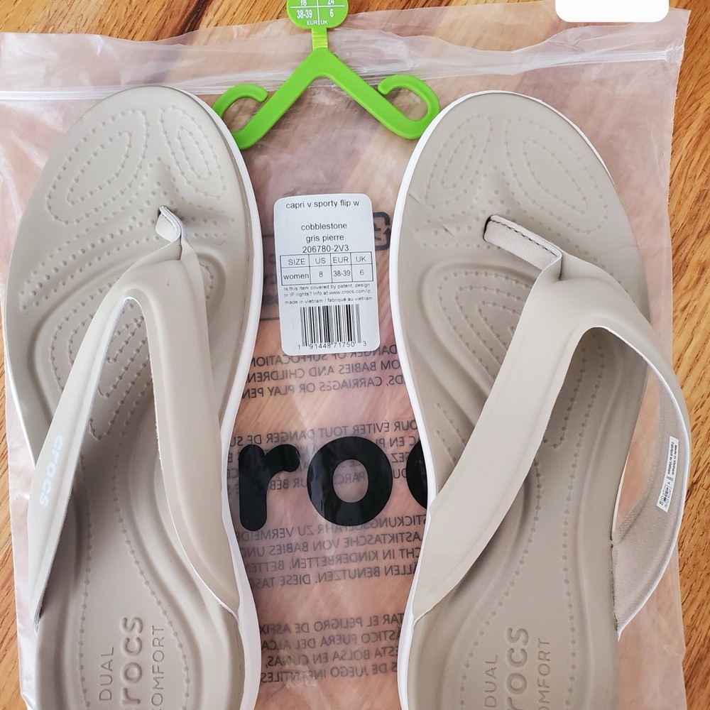 CROCS Cream Sandals Comfortable Foam Sole